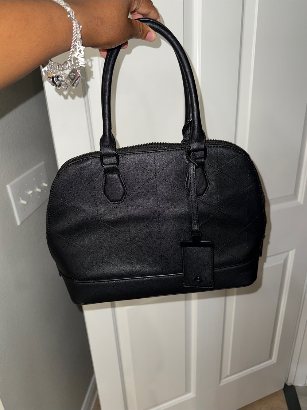 Aldo Black Quilted Dome Satchel